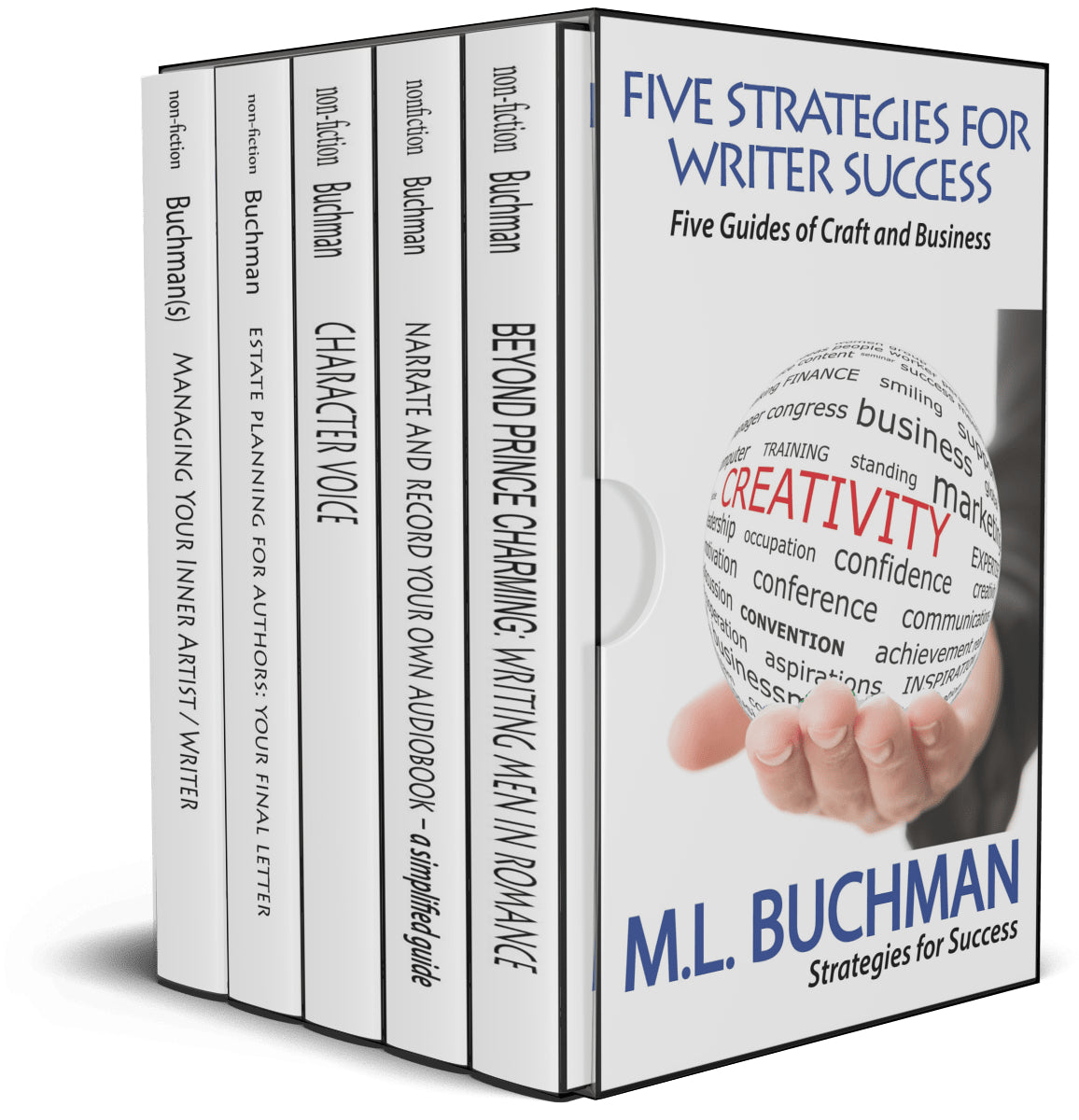 Set of books by M.L. Buchman on strategies for writer success